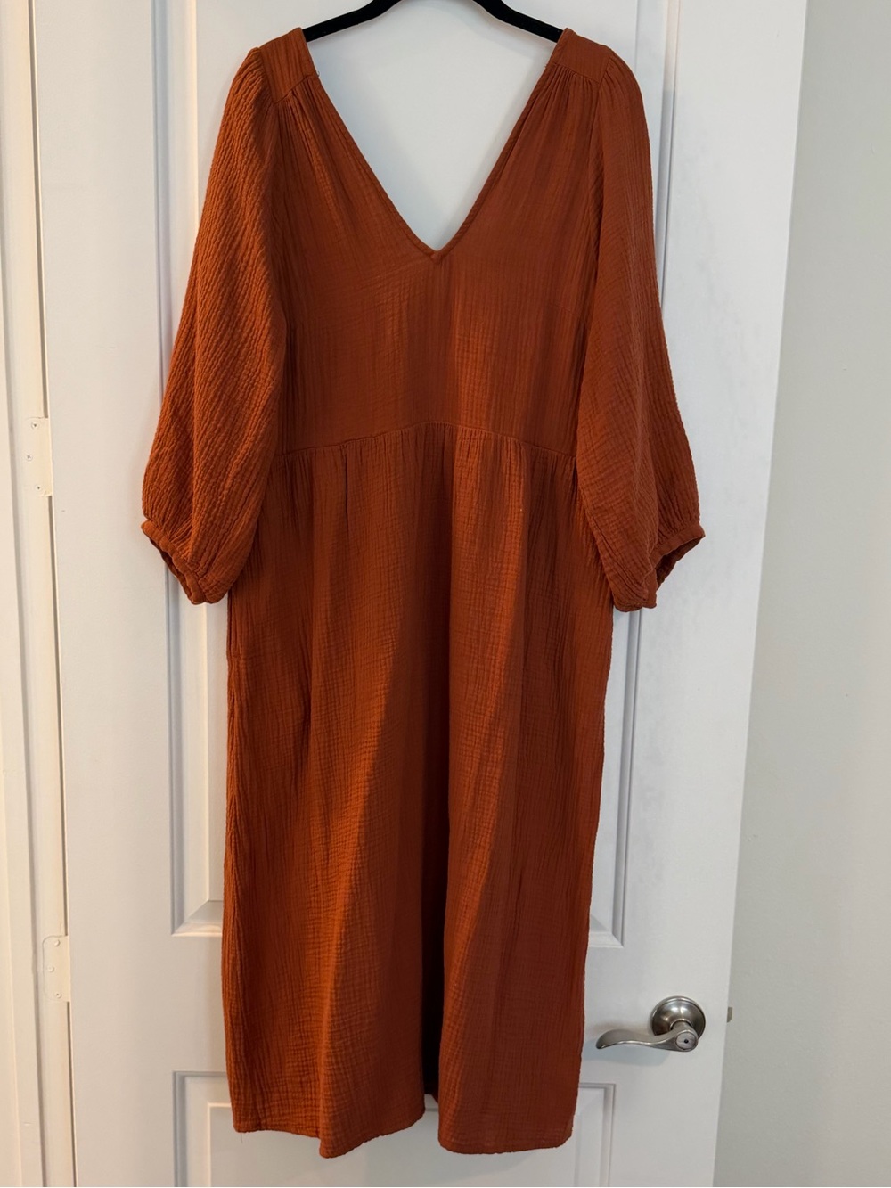 Madewell Rust / burnt orange V-Neck Midi Dress